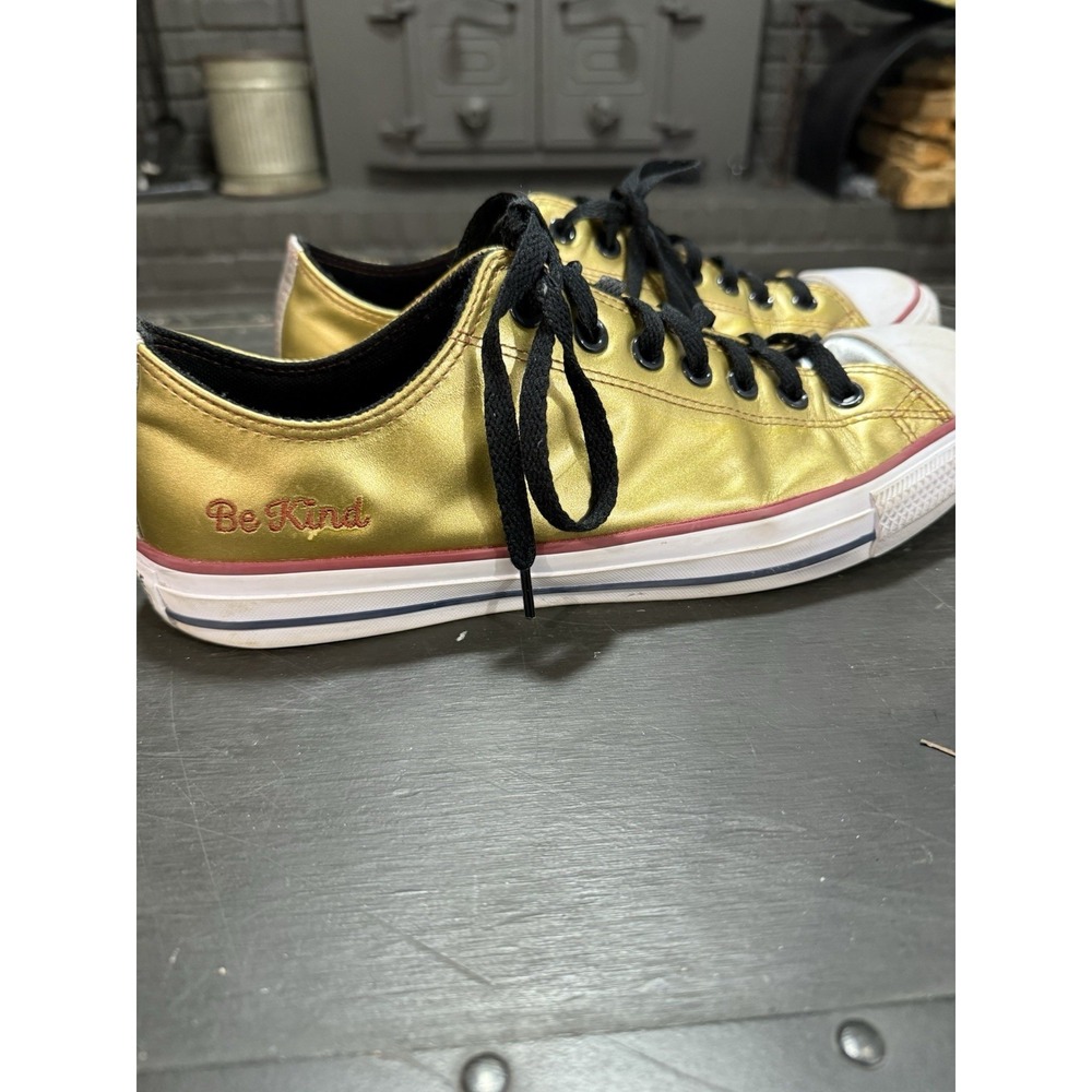 Custom‎ Converse All Star  Metallic Gold - BE KIND Men's Size 10 Women's Size 12